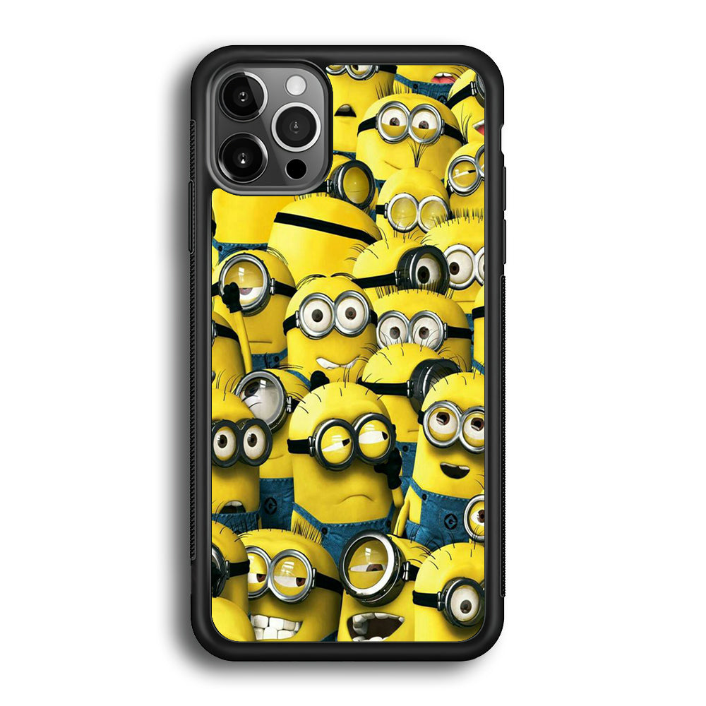 Lots of Minion iPhone 12 Pro Max Case-Phone Case-Rubber Black (2D Case)-Altracase