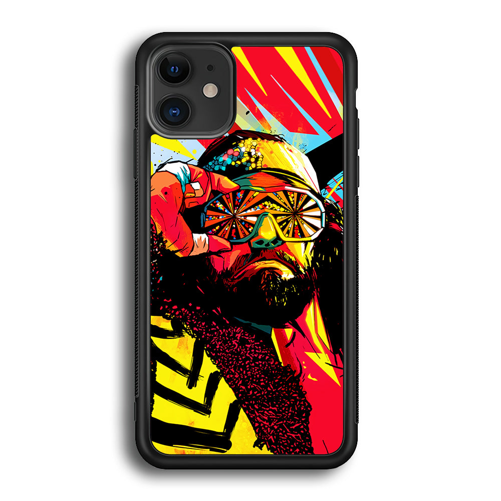 Macho Man Randy Art iPhone 12 Case-Phone Case-Rubber Black (2D Case)-Altracase