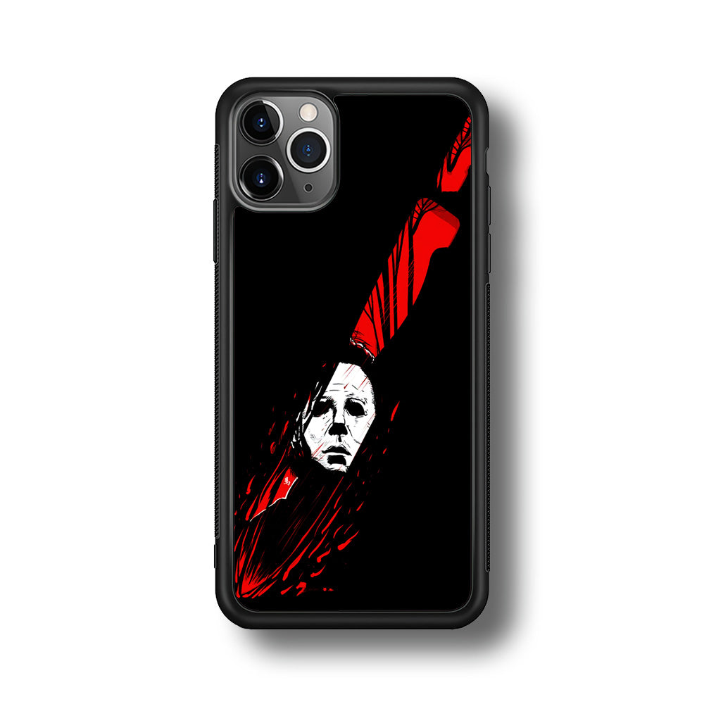 Michael Myers Knife Blood iPhone 11 Pro Max Case-Phone Case-Rubber Black (2D Case)-Altracase