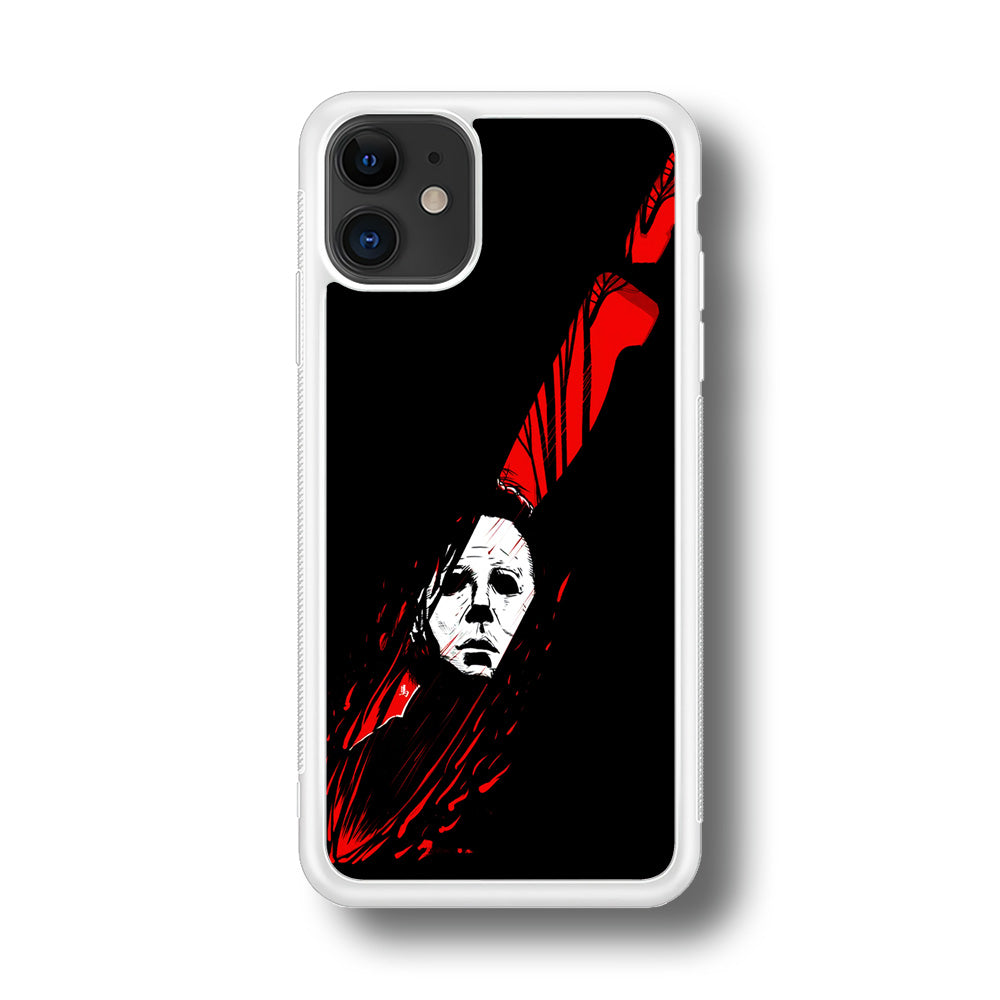 Michael Myers Knife Blood iPhone 11 Case-Phone Case-Rubber White (2D Case)-Altracase