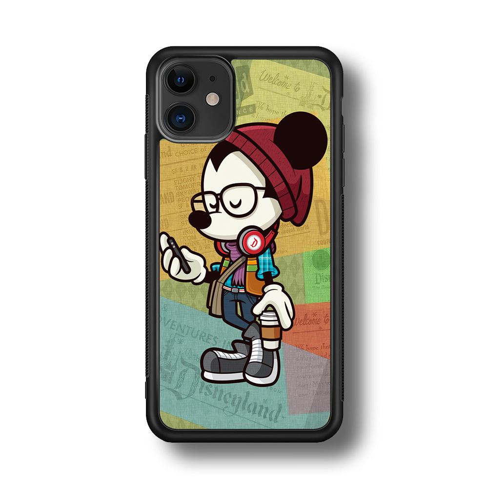 Mickey Mouse Hipster Style iPhone 11 Case-Phone Case-Rubber Black (2D Case)-Altracase