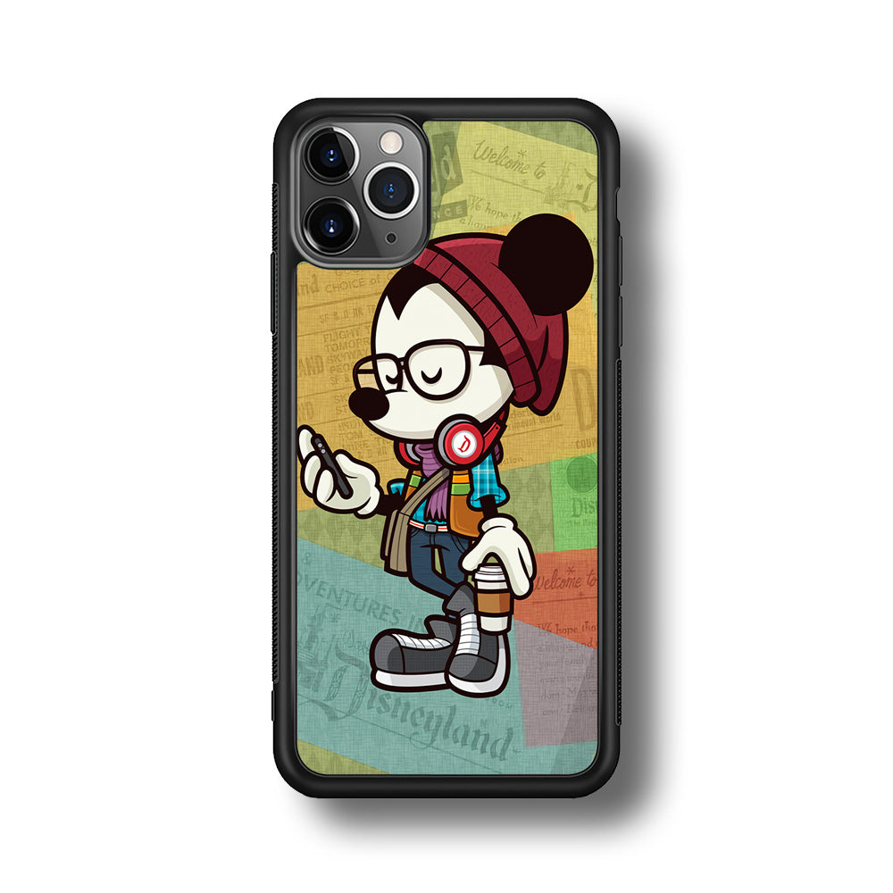 Mickey Mouse Hipster Style iPhone 11 Pro Max Case-Phone Case-Rubber Black (2D Case)-Altracase