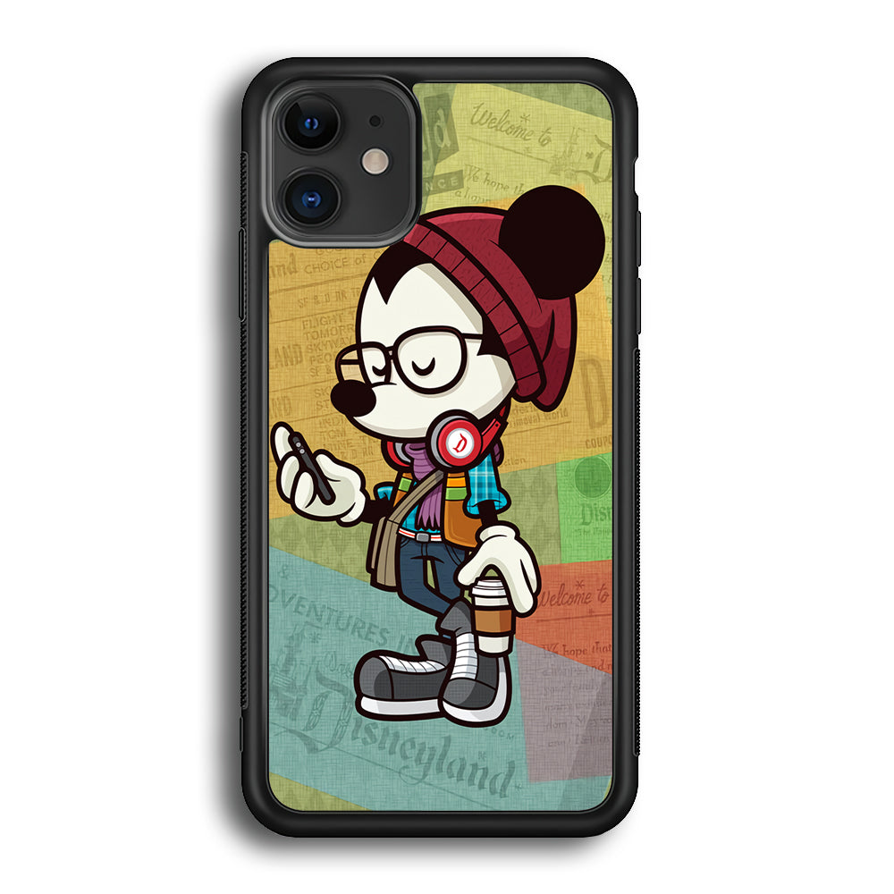 Mickey Mouse Hipster Style iPhone 12 Case-Phone Case-Rubber Black (2D Case)-Altracase