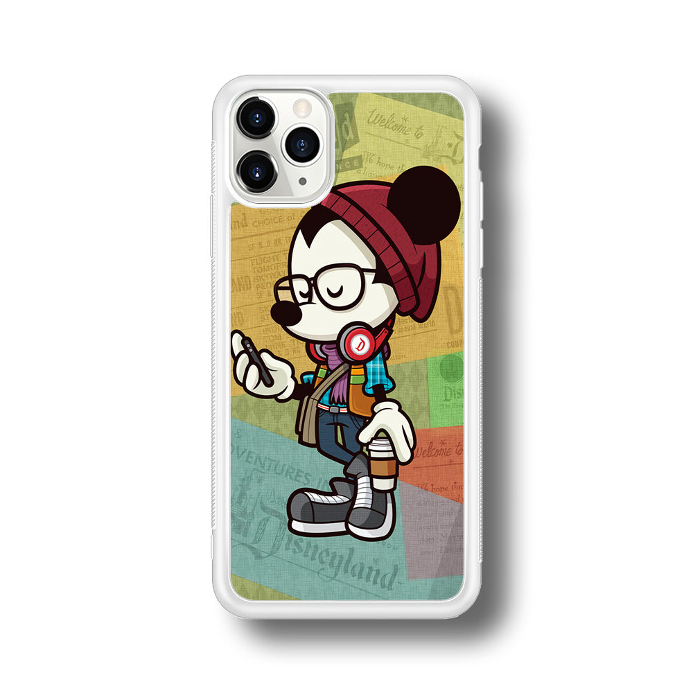 Mickey Mouse Hipster Style iPhone 11 Pro Max Case-Phone Case-Rubber White (2D Case)-Altracase