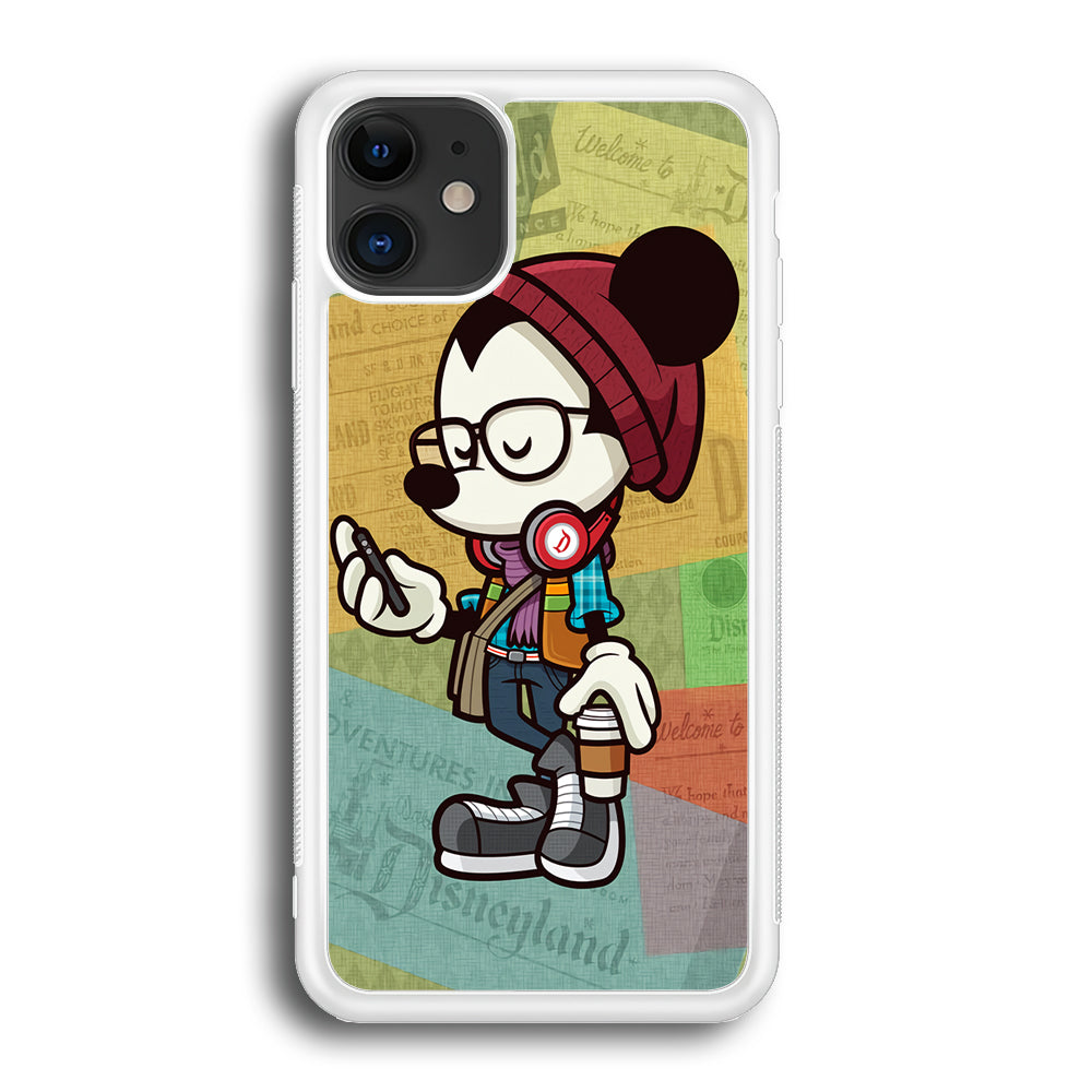 Mickey Mouse Hipster Style iPhone 12 Case-Phone Case-Rubber White (2D Case)-Altracase
