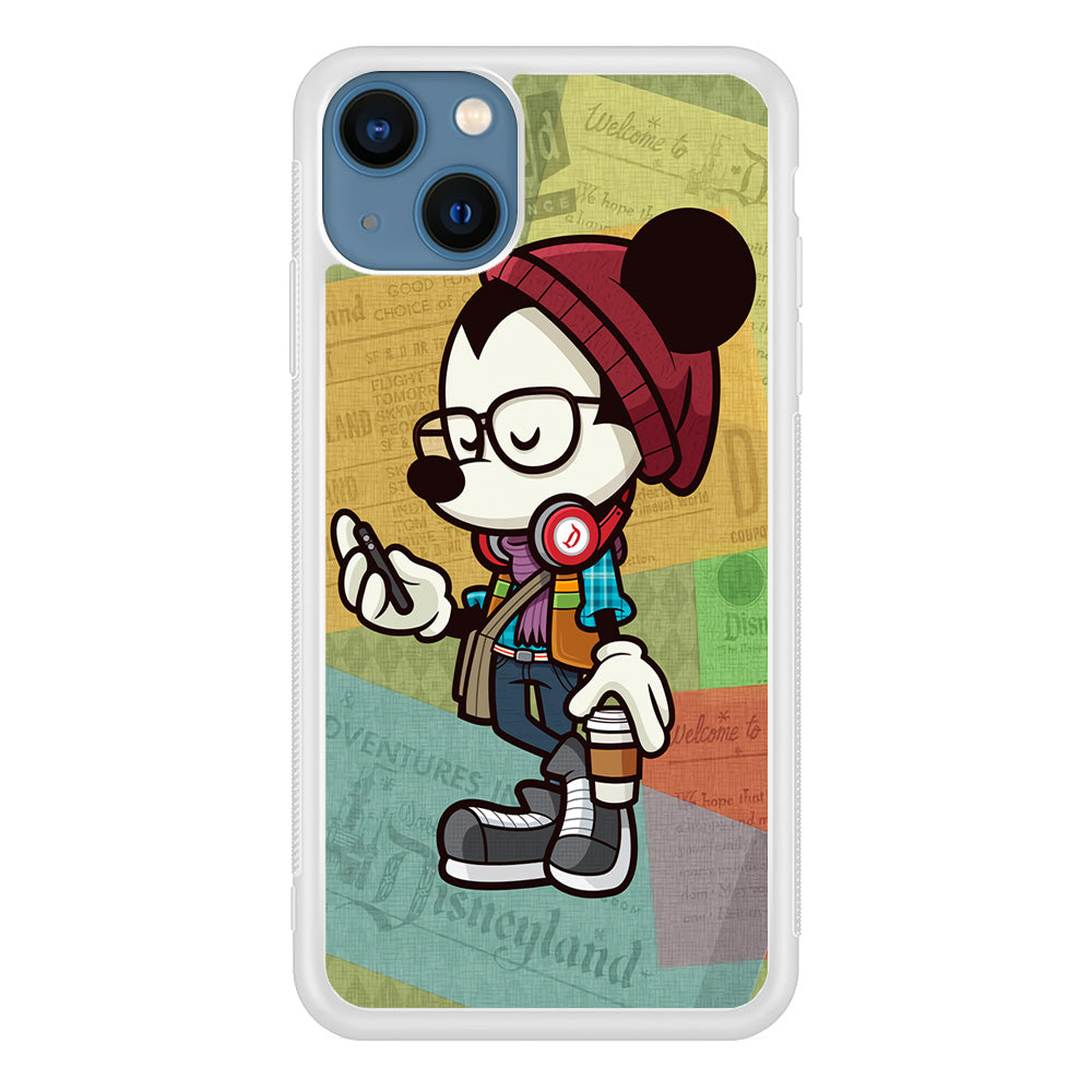 Mickey Mouse Hipster Style iPhone 13 Mini Case-Phone Case-Rubber White (2D Case)-Altracase