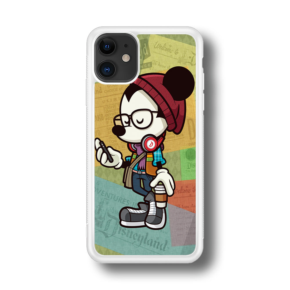 Mickey Mouse Hipster Style iPhone 11 Case-Phone Case-Rubber White (2D Case)-Altracase