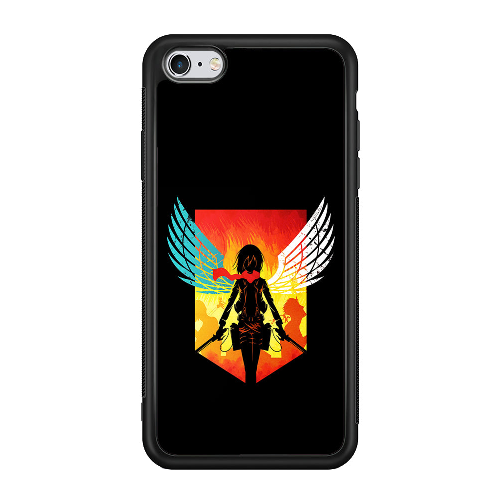 Mikasa Ackerman Art iPhone 6 Plus | 6s Plus Case-Phone Case-Rubber Black (2D Case)-Altracase
