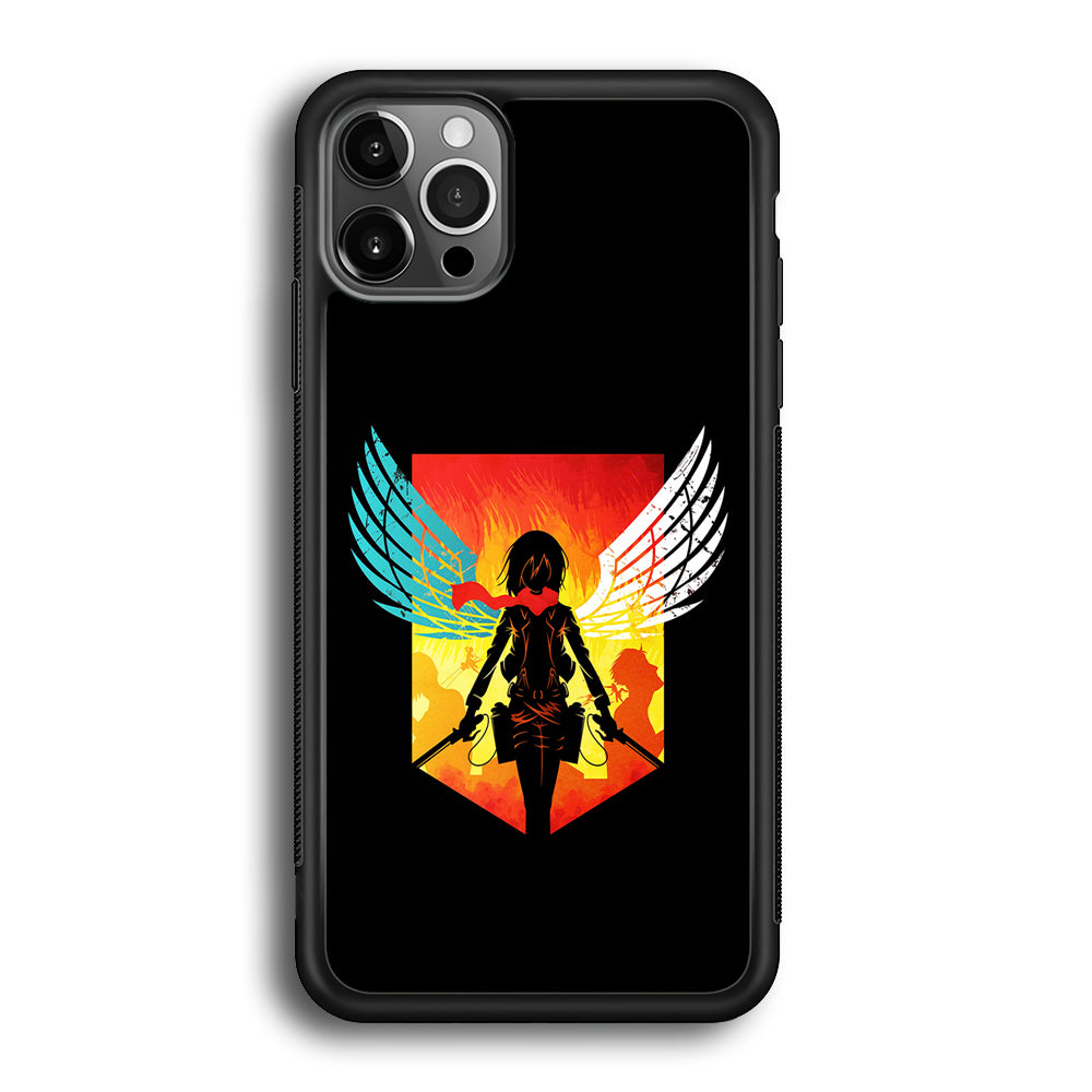 Mikasa Ackerman Art iPhone 12 Pro Max Case-Phone Case-Rubber Black (2D Case)-Altracase