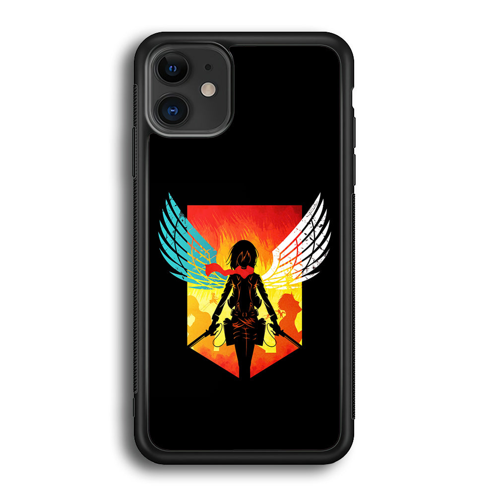 Mikasa Ackerman Art iPhone 12 Case-Phone Case-Rubber Black (2D Case)-Altracase