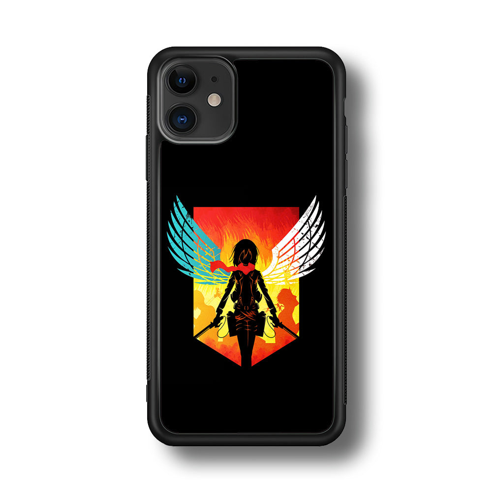 Mikasa Ackerman Art iPhone 11 Case-Phone Case-Rubber Black (2D Case)-Altracase