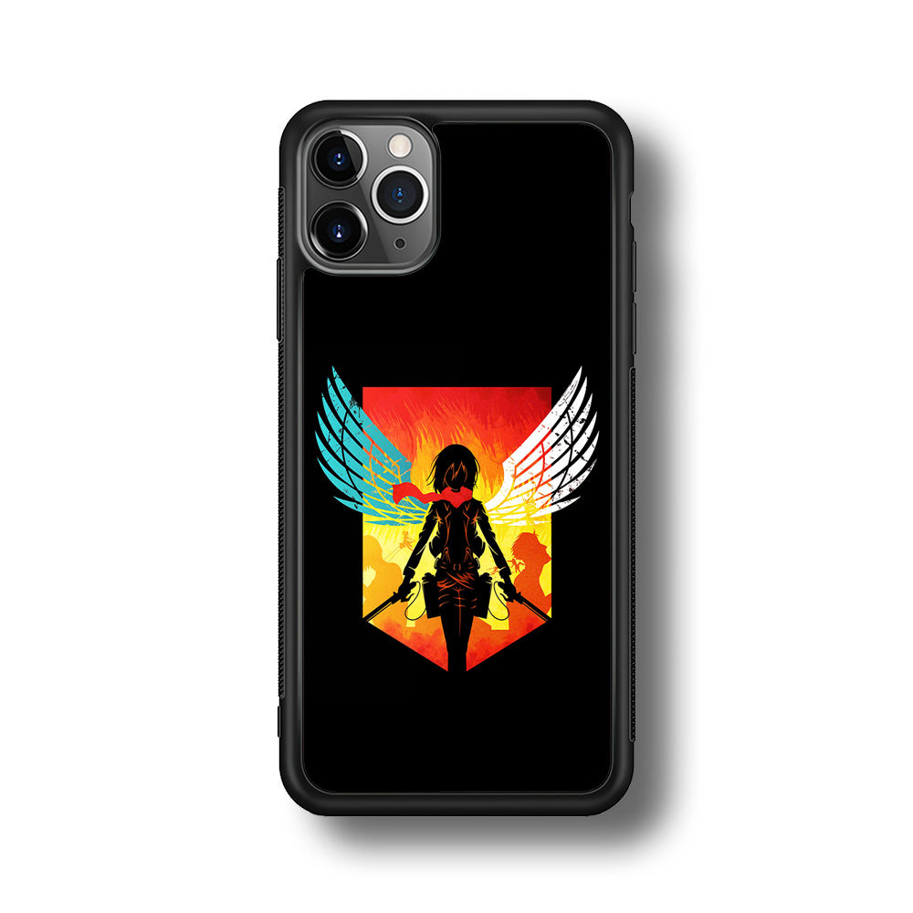 Mikasa Ackerman Art iPhone 11 Pro Max Case-Phone Case-Rubber Black (2D Case)-Altracase