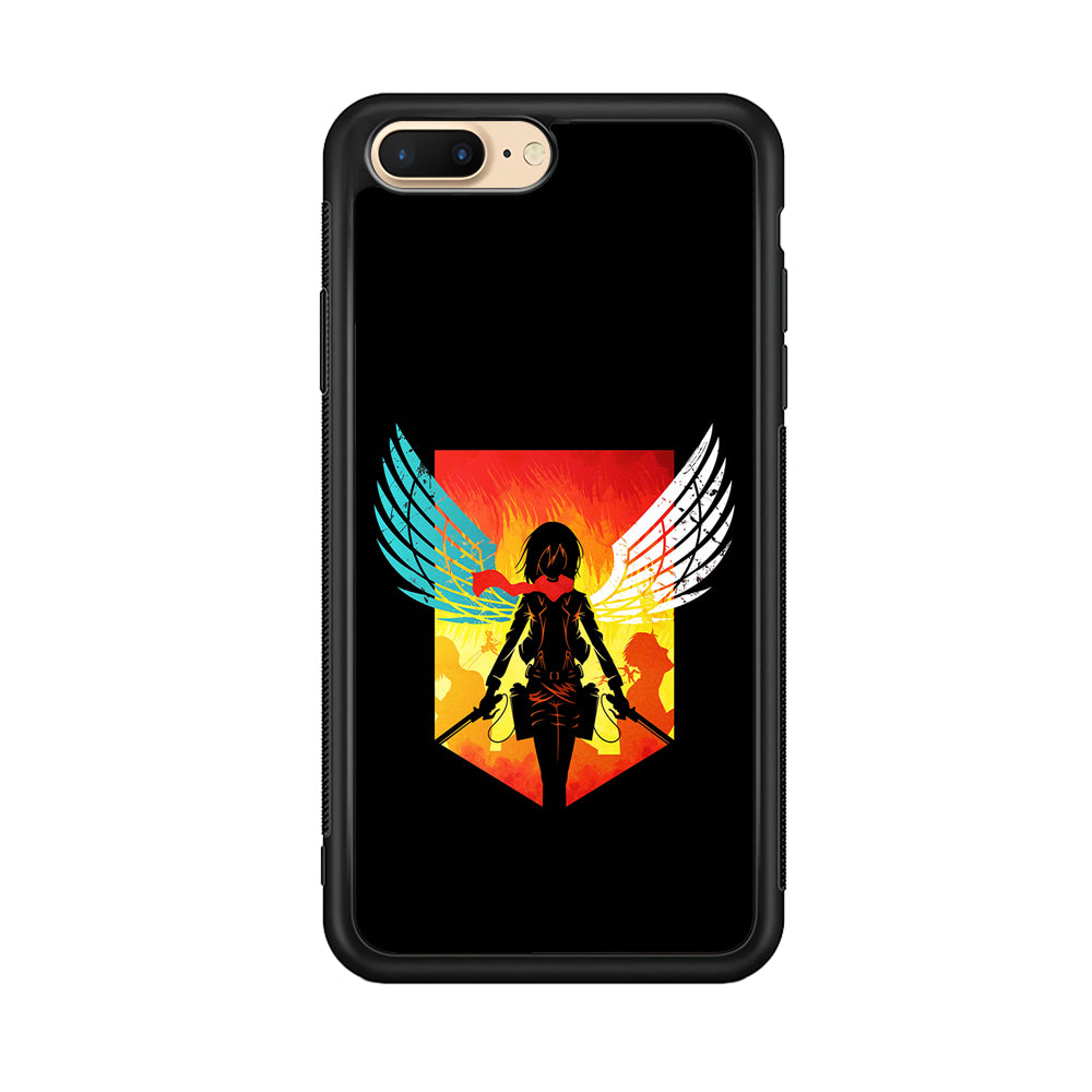 Mikasa Ackerman Art iPhone 7 Plus Case-Phone Case-Rubber Black (2D Case)-Altracase