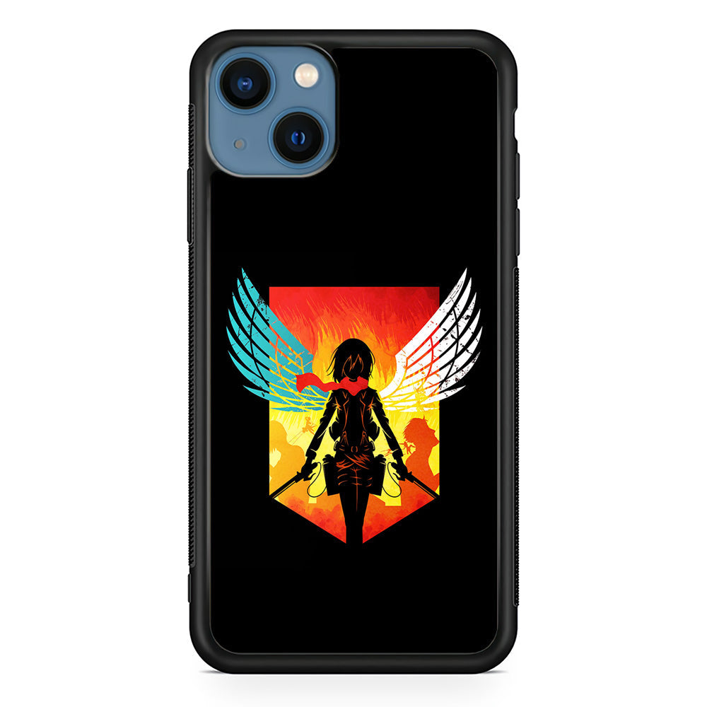 Mikasa Ackerman Art iPhone 13 Case-Phone Case-Rubber Black (2D Case)-Altracase
