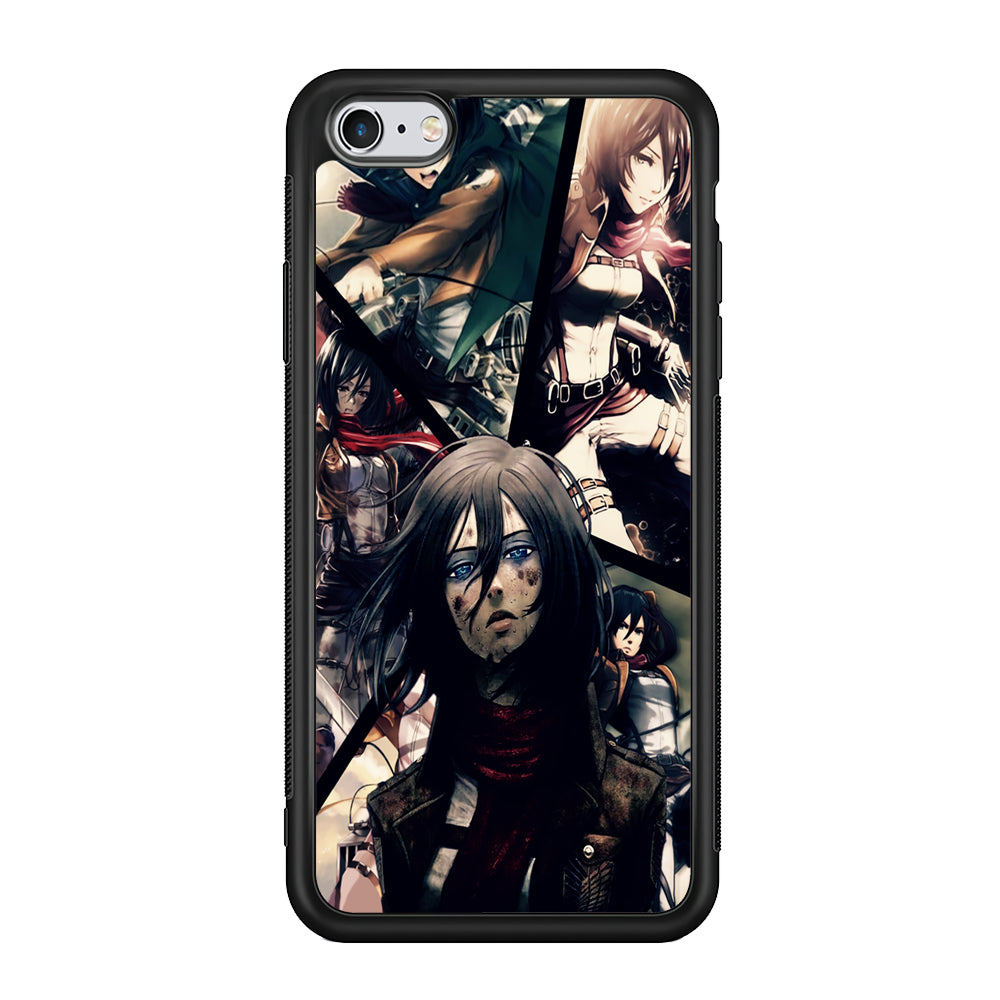 Mikasa Ackerman Collage iPhone 6 Plus | 6s Plus Case-Phone Case-Rubber Black (2D Case)-Altracase