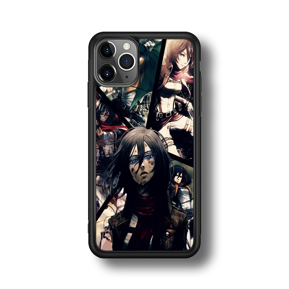 Mikasa Ackerman Collage iPhone 11 Pro Max Case-Phone Case-Rubber Black (2D Case)-Altracase