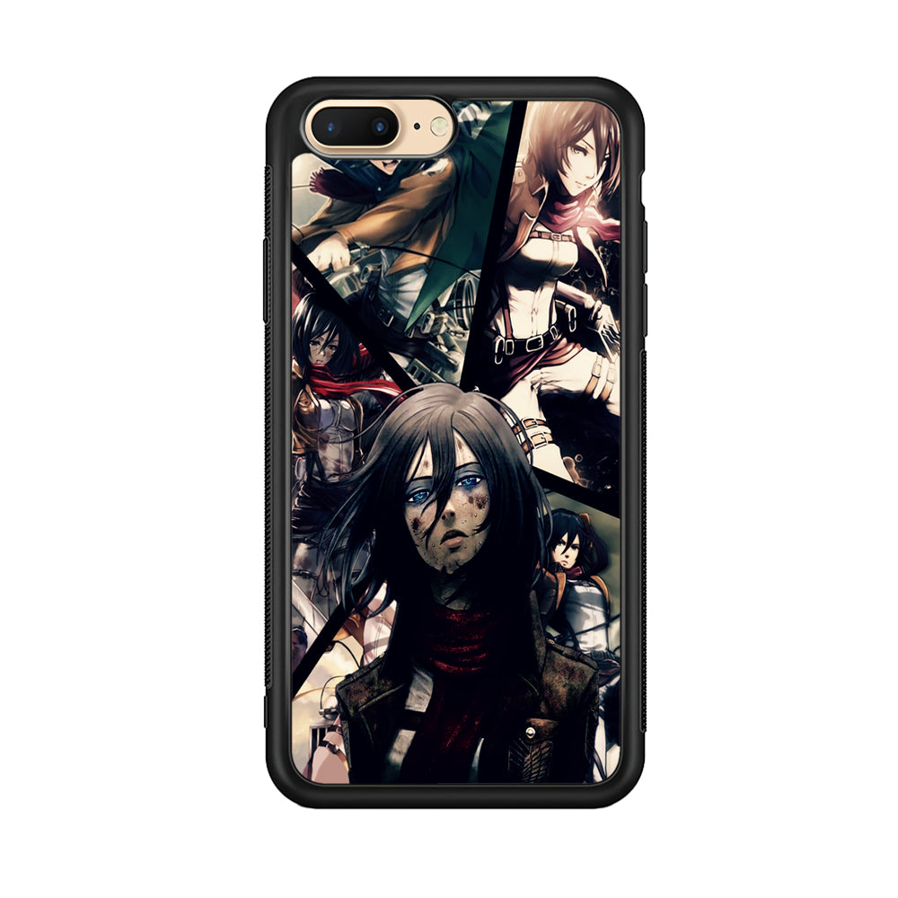 Mikasa Ackerman Collage iPhone 8 Plus Case-Phone Case-Rubber Black (2D Case)-Altracase