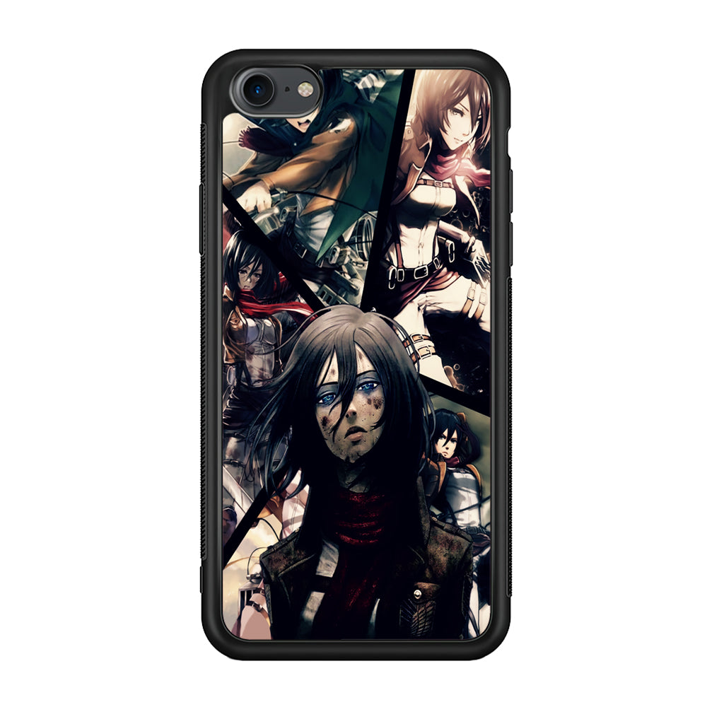 Mikasa Ackerman Collage iPhone 7 Case-Phone Case-Rubber Black (2D Case)-Altracase
