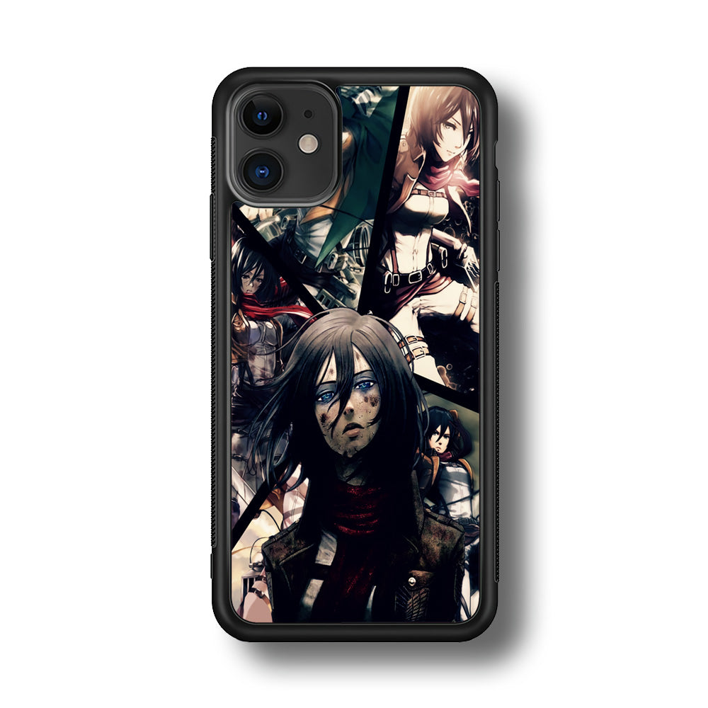 Mikasa Ackerman Collage iPhone 11 Case-Phone Case-Rubber Black (2D Case)-Altracase