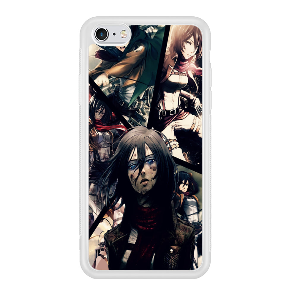 Mikasa Ackerman Collage iPhone 6 Plus | 6s Plus Case-Phone Case-Rubber White (2D Case)-Altracase