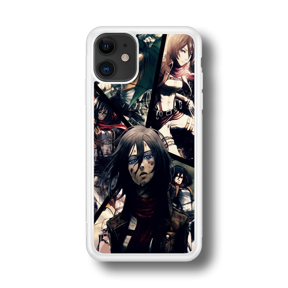 Mikasa Ackerman Collage iPhone 11 Case-Phone Case-Rubber White (2D Case)-Altracase