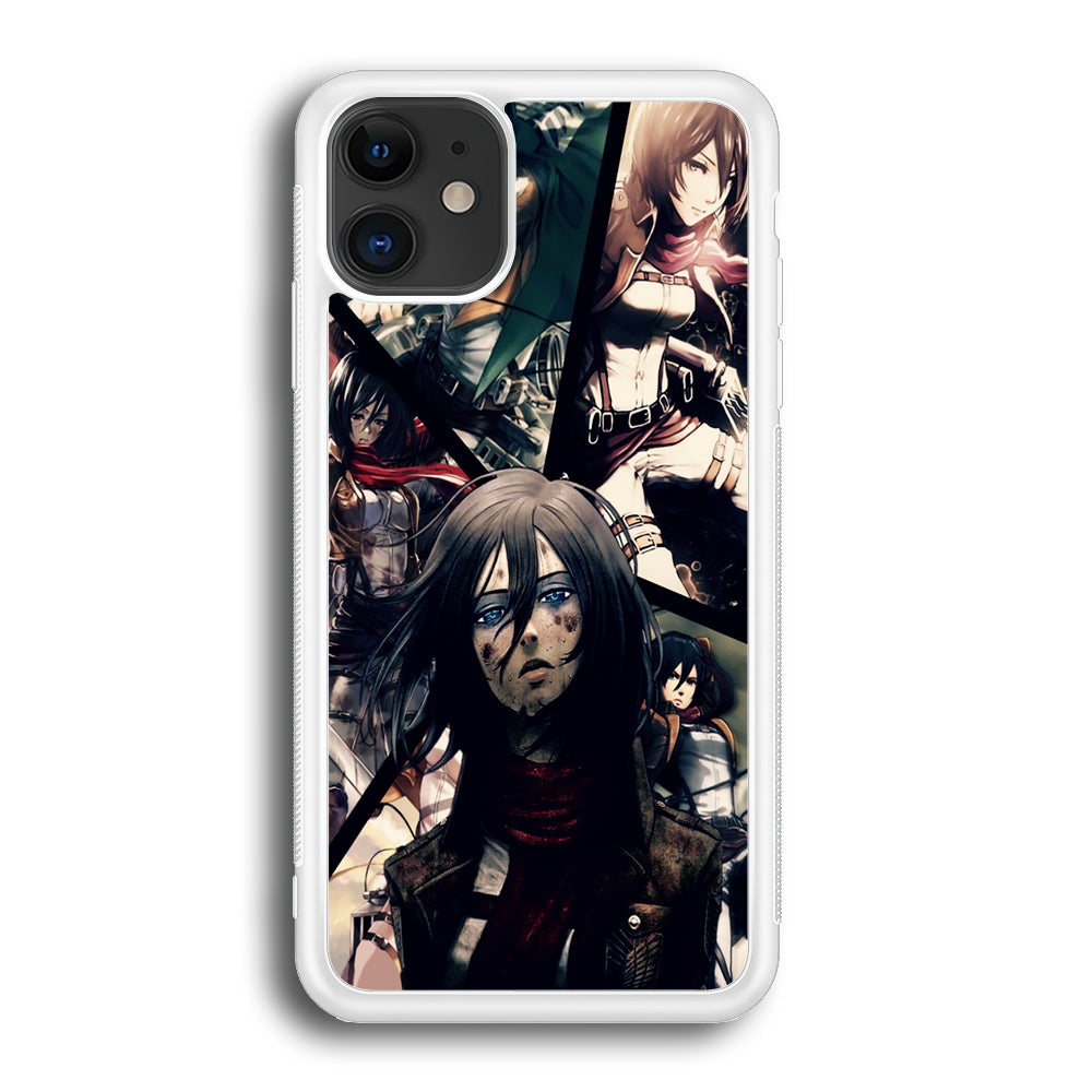 Mikasa Ackerman Collage iPhone 12 Mini Case-Phone Case-Rubber White (2D Case)-Altracase