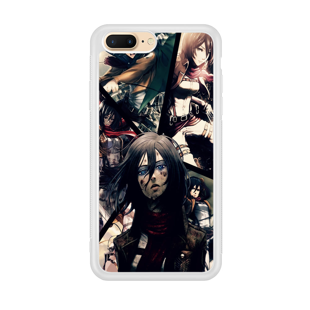 Mikasa Ackerman Collage iPhone 8 Plus Case-Phone Case-Rubber White (2D Case)-Altracase