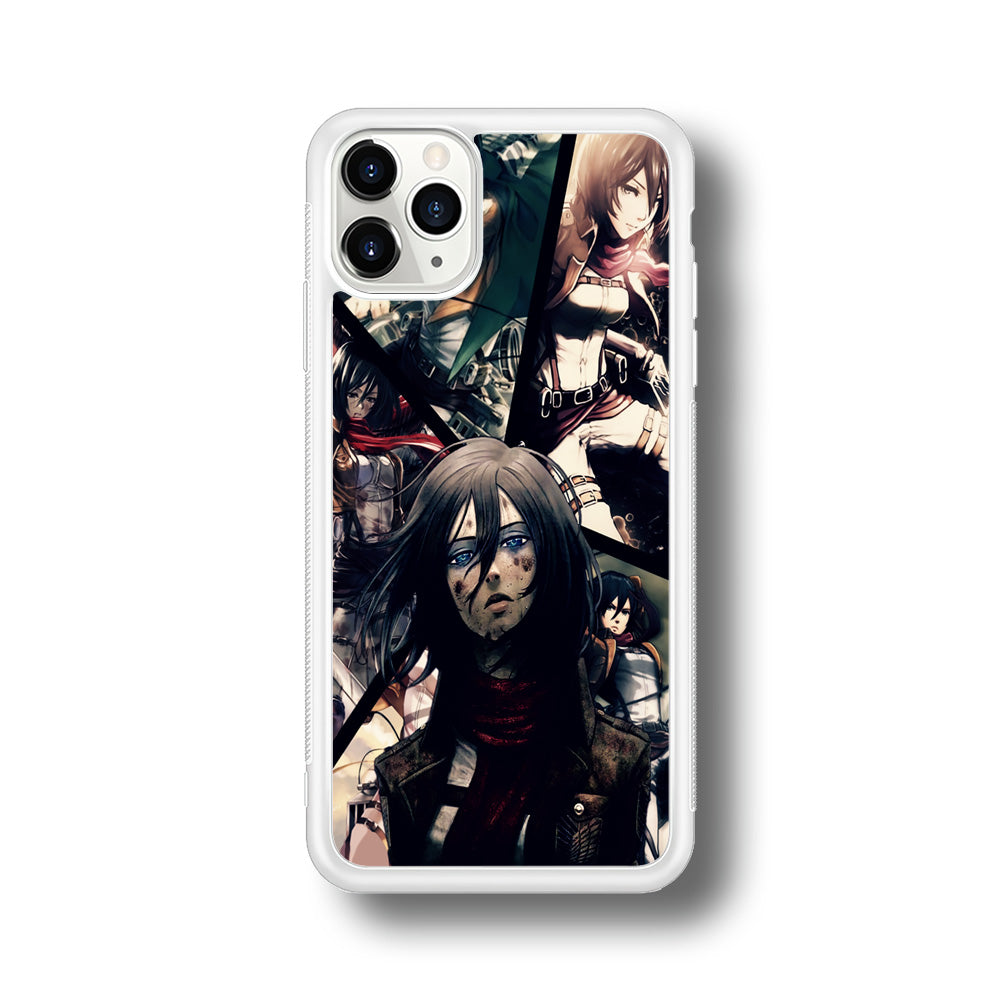 Mikasa Ackerman Collage iPhone 11 Pro Max Case-Phone Case-Rubber White (2D Case)-Altracase
