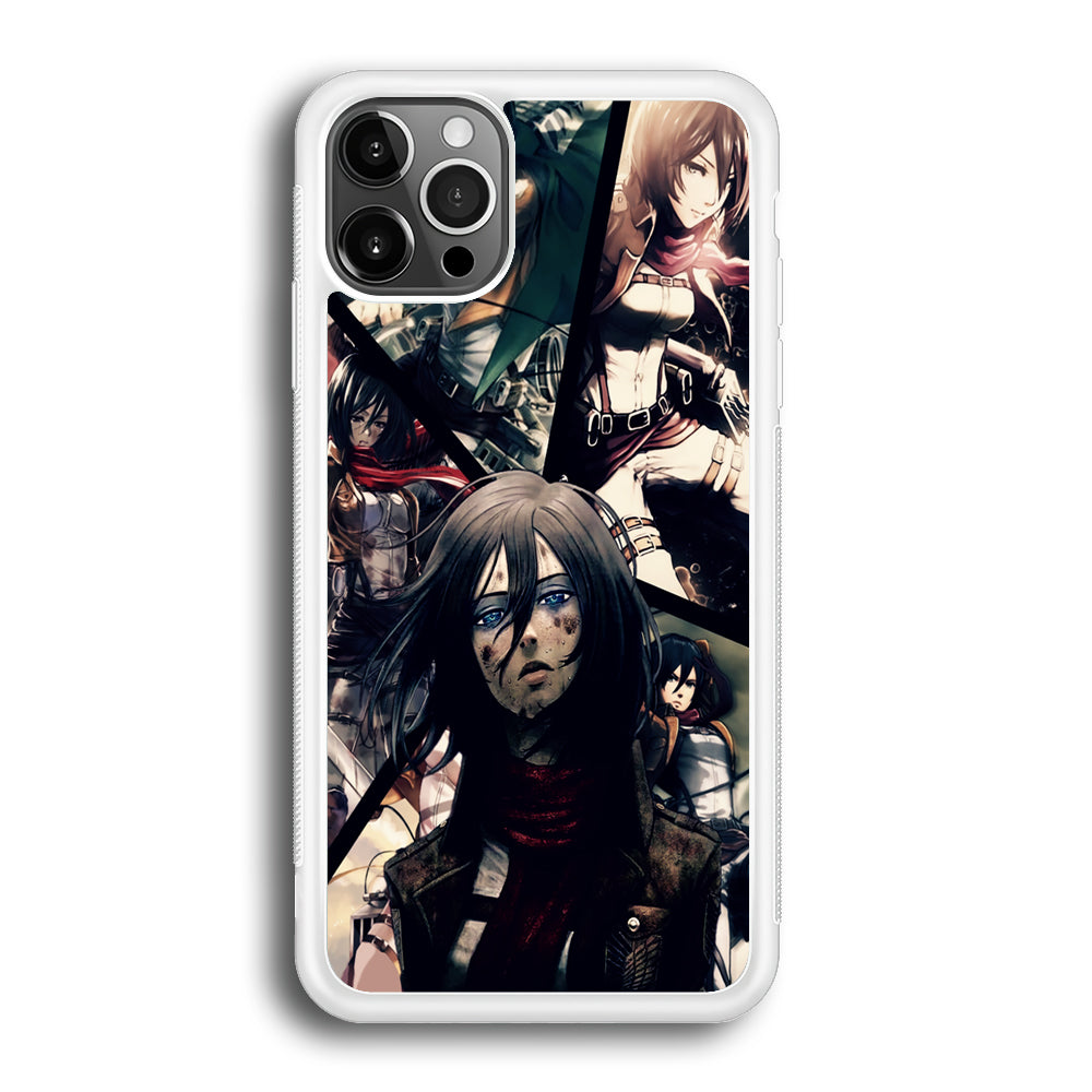 Mikasa Ackerman Collage iPhone 12 Pro Max Case-Phone Case-Rubber White (2D Case)-Altracase