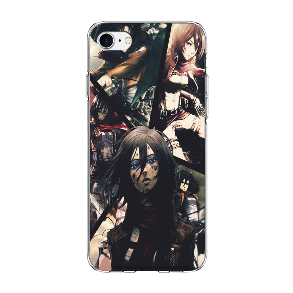 Mikasa Ackerman Collage iPhone 8 Case-Phone Case-Clear Soft Case-Altracase