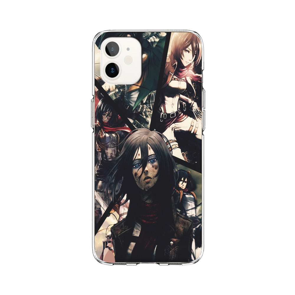 Mikasa Ackerman Collage iPhone 12 Case-Phone Case-Clear Soft Case-Altracase