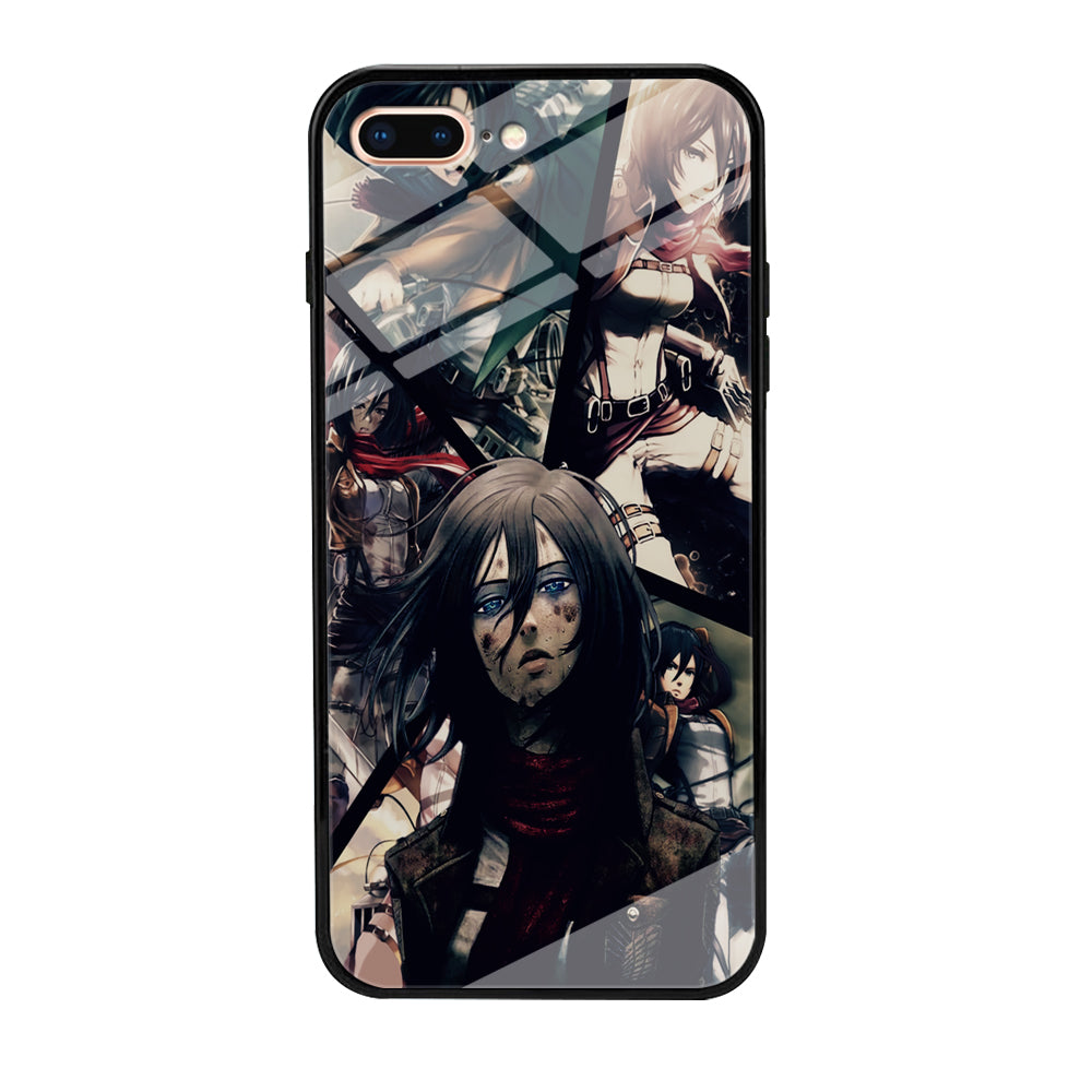 Mikasa Ackerman Collage iPhone 8 Plus Case-Phone Case-Tempered Glass Case-Altracase