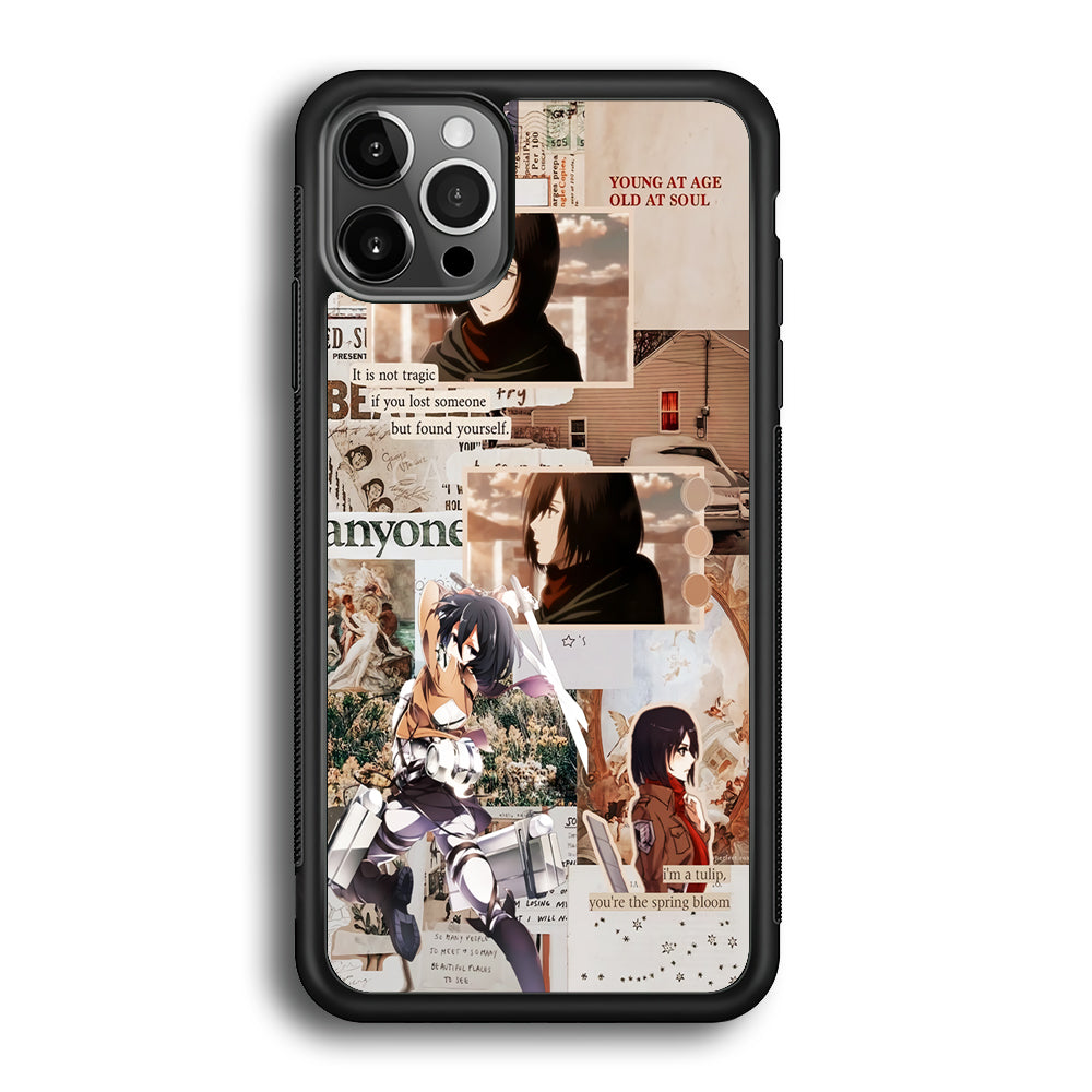 Mikasa Attack On Titan Aesthetic iPhone 12 Pro Max Case-Phone Case-Rubber Black (2D Case)-Altracase