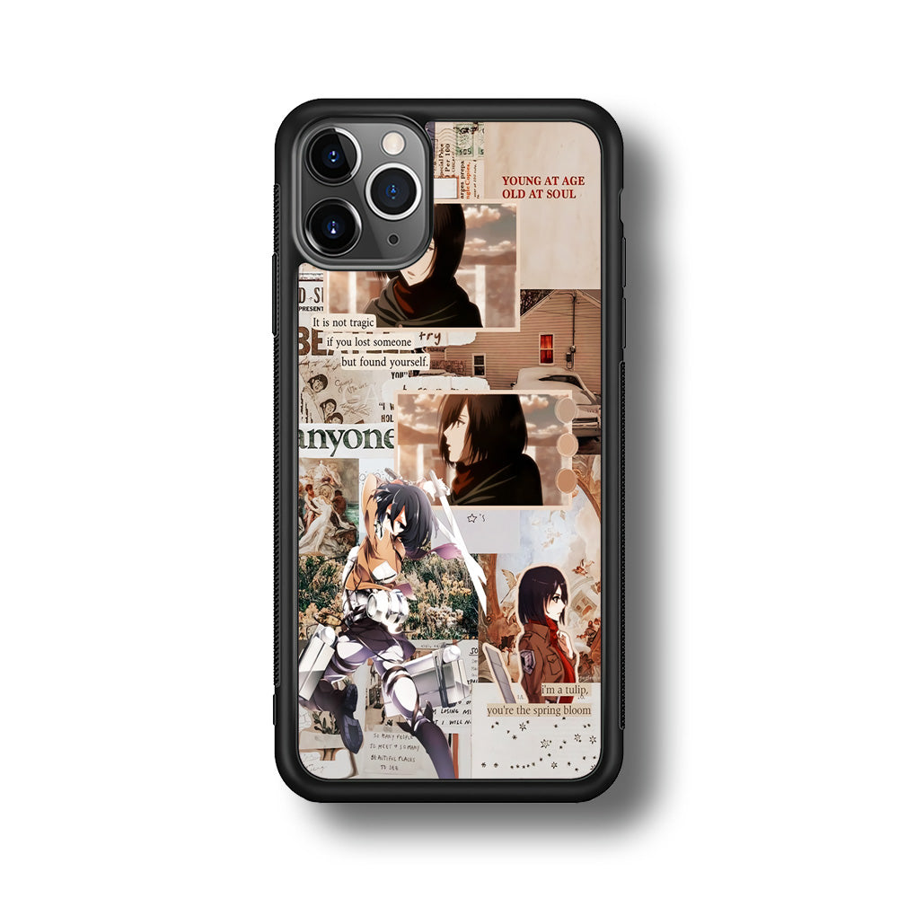 Mikasa Attack On Titan Aesthetic iPhone 11 Pro Max Case-Phone Case-Rubber Black (2D Case)-Altracase