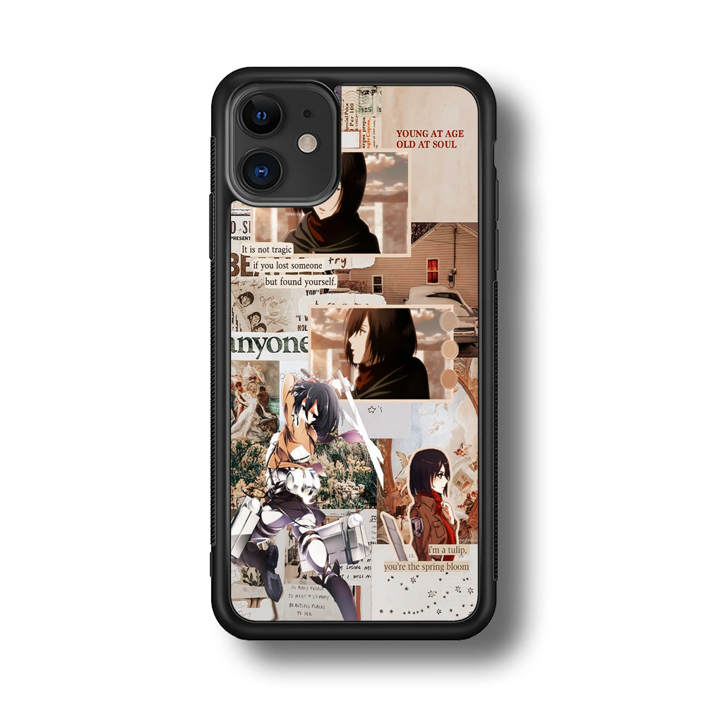 Mikasa Attack On Titan Aesthetic iPhone 11 Case-Phone Case-Rubber Black (2D Case)-Altracase