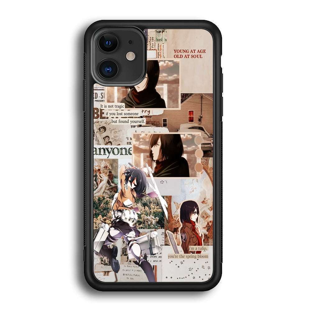 Mikasa Attack On Titan Aesthetic iPhone 12 Mini Case-Phone Case-Rubber Black (2D Case)-Altracase
