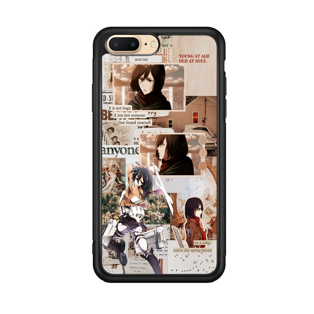 Mikasa Attack On Titan Aesthetic iPhone 8 Plus Case-Phone Case-Rubber Black (2D Case)-Altracase