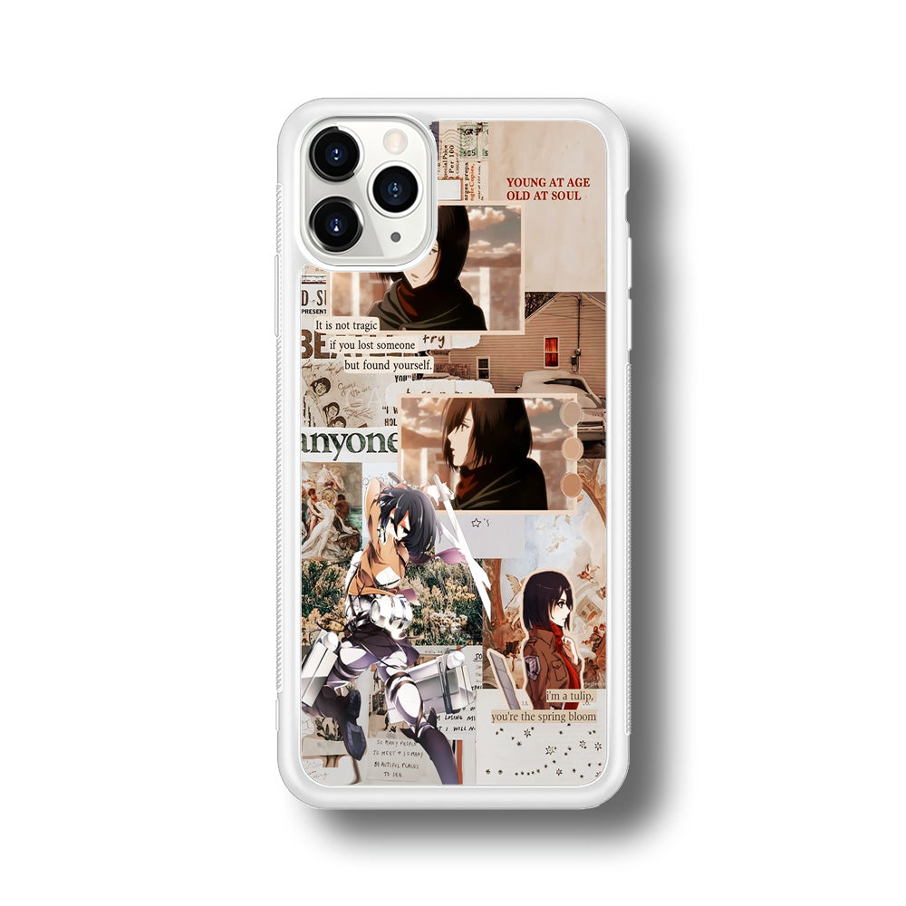Mikasa Attack On Titan Aesthetic iPhone 11 Pro Max Case-Phone Case-Rubber White (2D Case)-Altracase