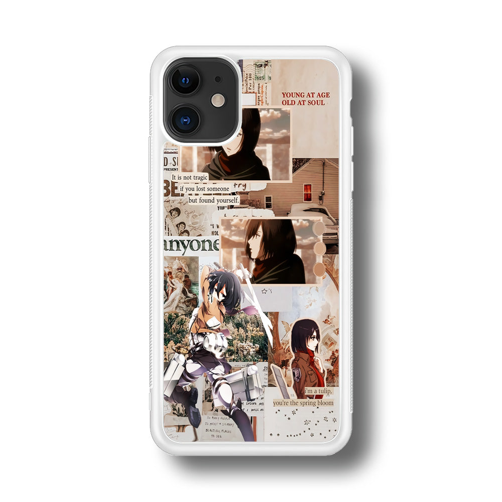 Mikasa Attack On Titan Aesthetic iPhone 11 Case-Phone Case-Rubber White (2D Case)-Altracase