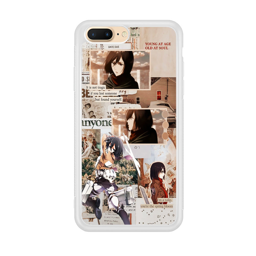 Mikasa Attack On Titan Aesthetic iPhone 8 Plus Case-Phone Case-Rubber White (2D Case)-Altracase