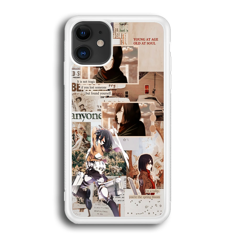 Mikasa Attack On Titan Aesthetic iPhone 12 Case-Phone Case-Rubber White (2D Case)-Altracase