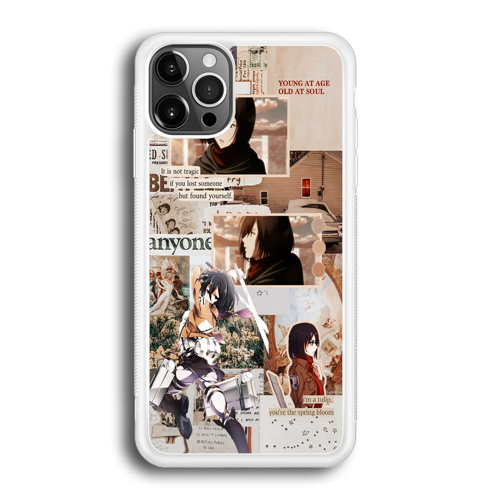 Mikasa Attack On Titan Aesthetic iPhone 12 Pro Max Case-Phone Case-Rubber White (2D Case)-Altracase
