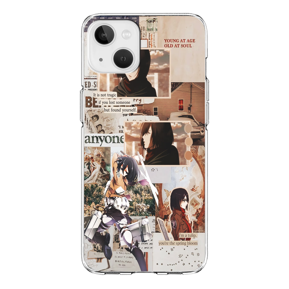 Mikasa Attack On Titan Aesthetic iPhone 13 Mini Case-Phone Case-Clear Soft Case-Altracase