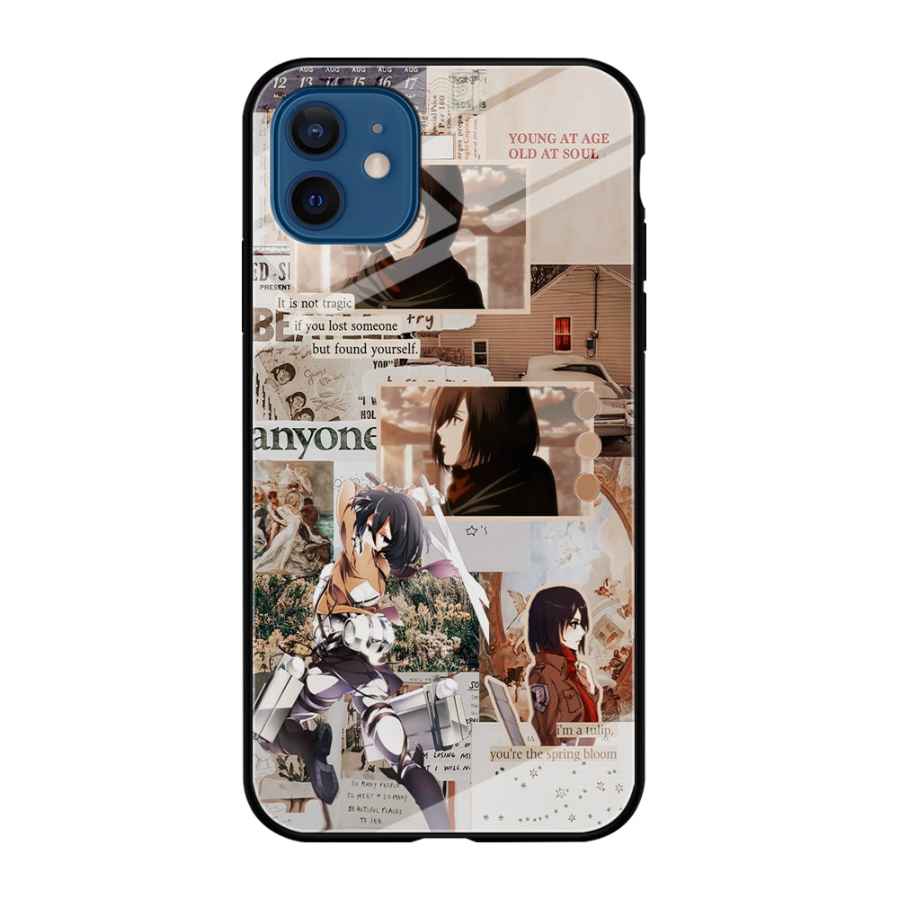 Mikasa Attack On Titan Aesthetic iPhone 12 Case-Phone Case-Tempered Glass Case-Altracase