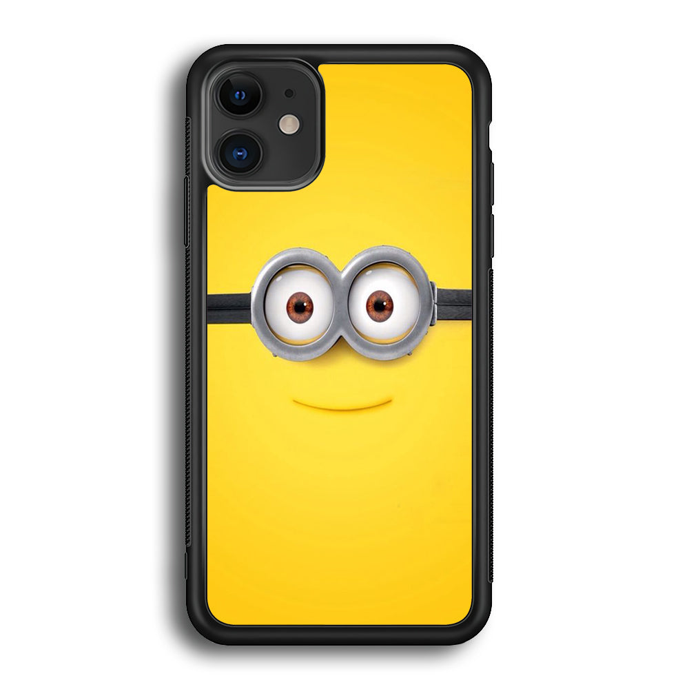 Minion Smiley Face iPhone 12 Case-Phone Case-Rubber Black (2D Case)-Altracase