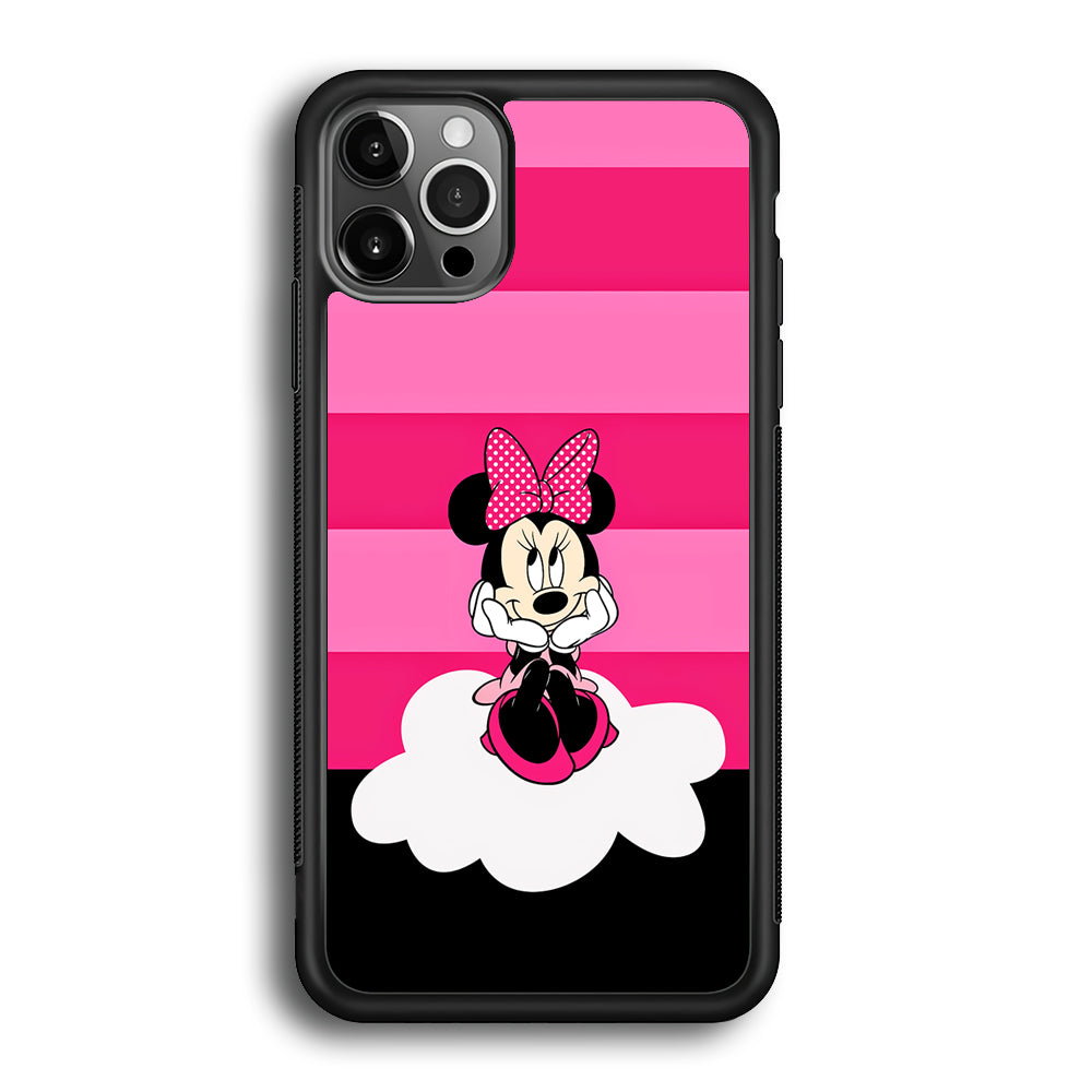 Minnie Mouse Pink Stripe iPhone 12 Pro Max Case-Phone Case-Rubber Black (2D Case)-Altracase