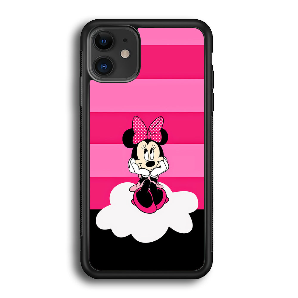 Minnie Mouse Pink Stripe iPhone 12 Case-Phone Case-Rubber Black (2D Case)-Altracase