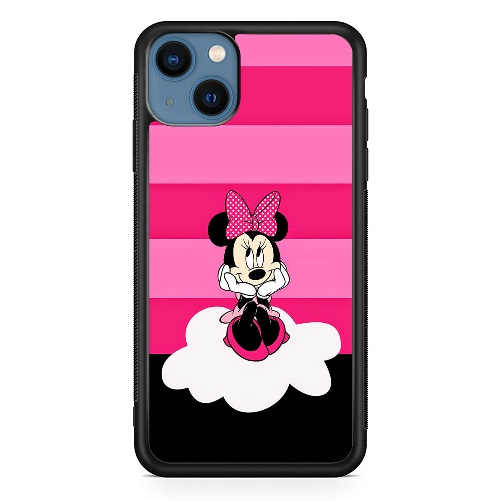 Minnie Mouse Pink Stripe iPhone 13 Mini Case-Phone Case-Rubber Black (2D Case)-Altracase