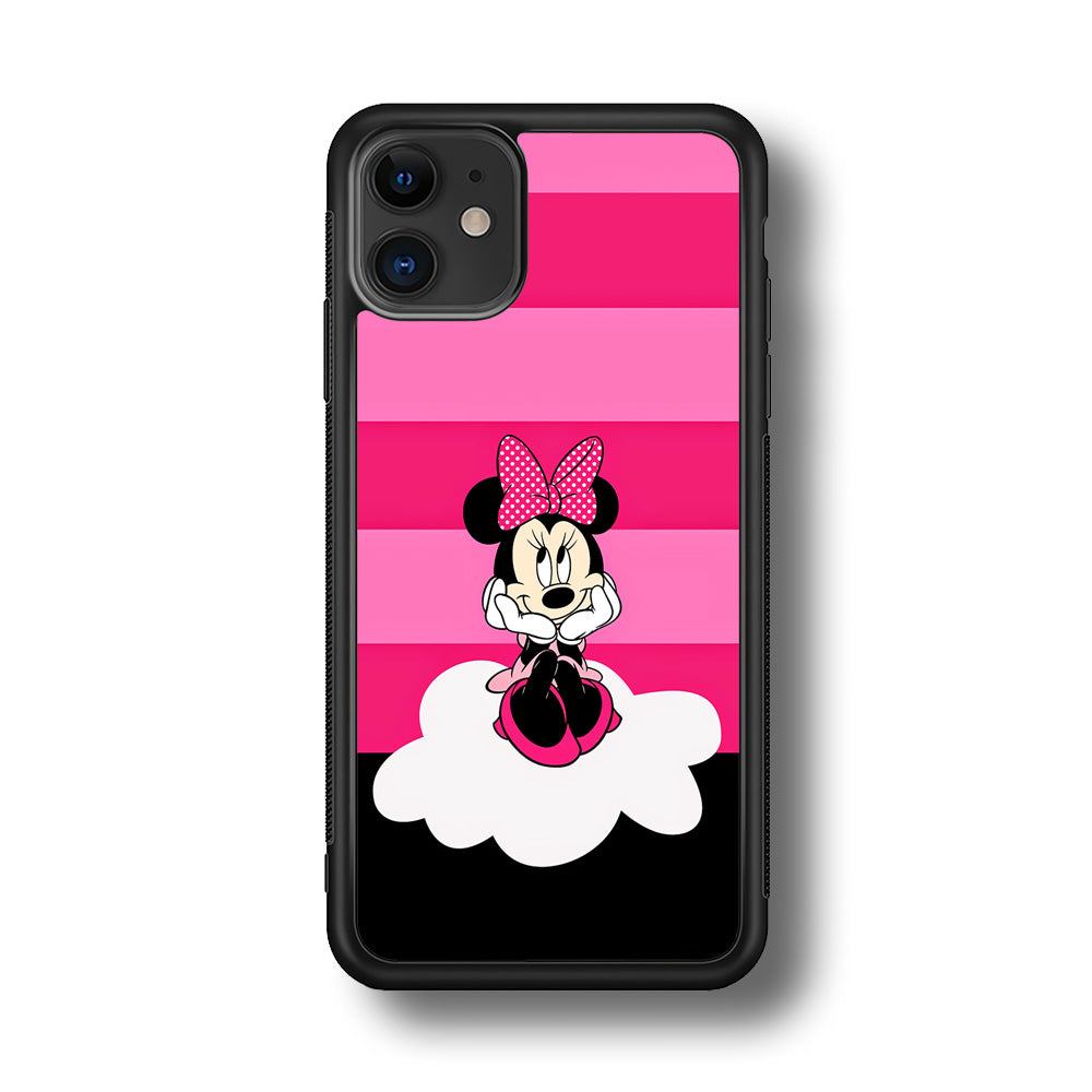 Minnie Mouse Pink Stripe iPhone 11 Case-Phone Case-Rubber Black (2D Case)-Altracase