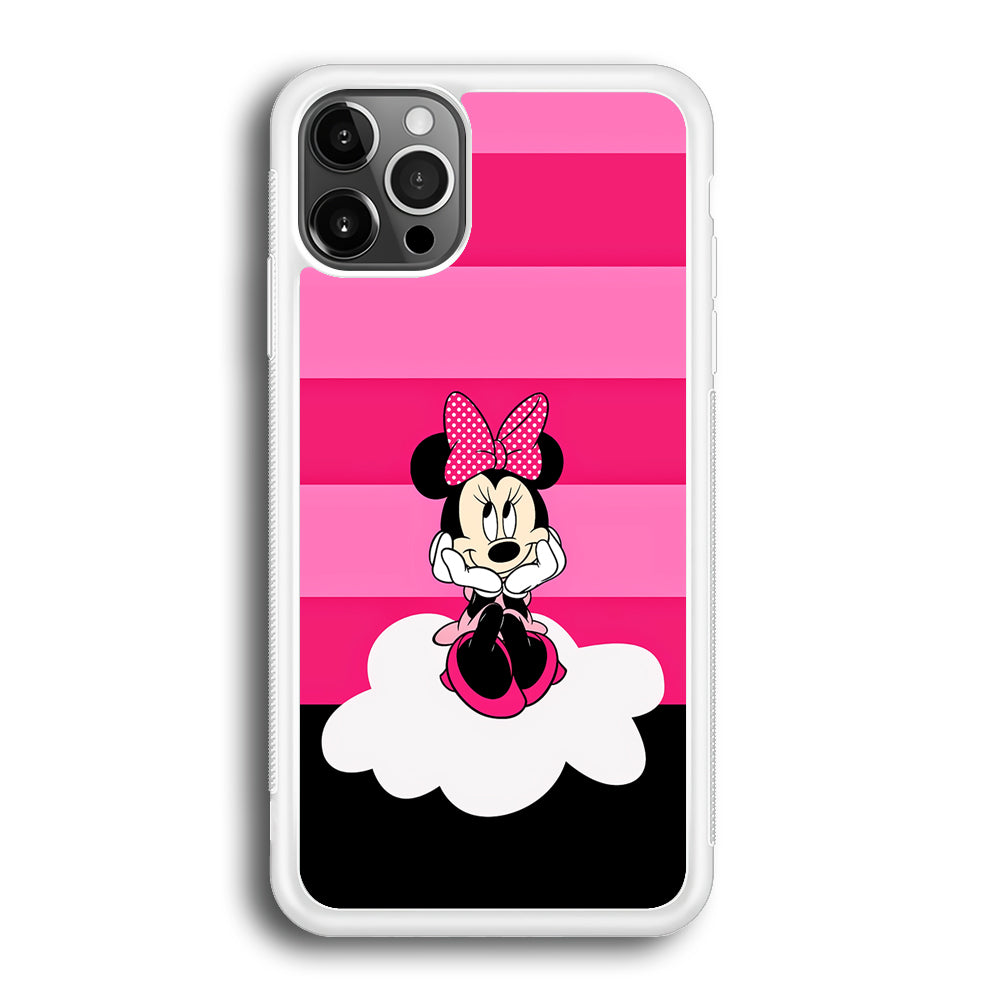 Minnie Mouse Pink Stripe iPhone 12 Pro Max Case-Phone Case-Rubber White (2D Case)-Altracase